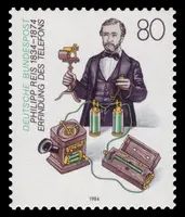 Philipp Reis with experimental telephone