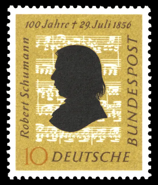 Silhouette of Robert Schumann 1810-1856 original notes