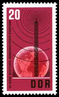 Transmitter mast in front of globe