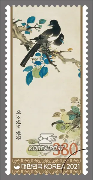 Jang Seung-eop's Flower and Bird Painting Single stamp