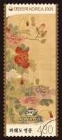 Flower painting folding screen
