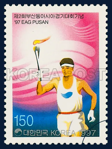 the emblem and the torch carrier Single stamp