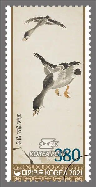 Jang Seung-eop's Flower and Bird Painting Single stamp