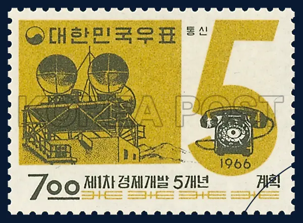 (Communication) Figure`5`, Microwave Antenna and Telephone Single stamp