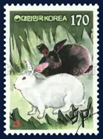 Rabbits greeting the new year
