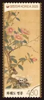 Flower painting folding screen