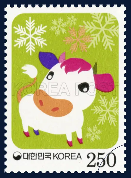 A cow that welcomes the eyes Single stamp
