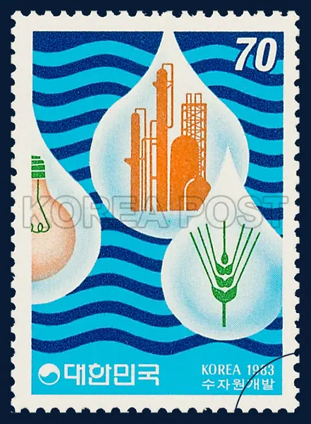 Water Drops and Industry making use of Water Power Single stamp