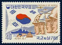 Korean flag, men and armament of armed forces