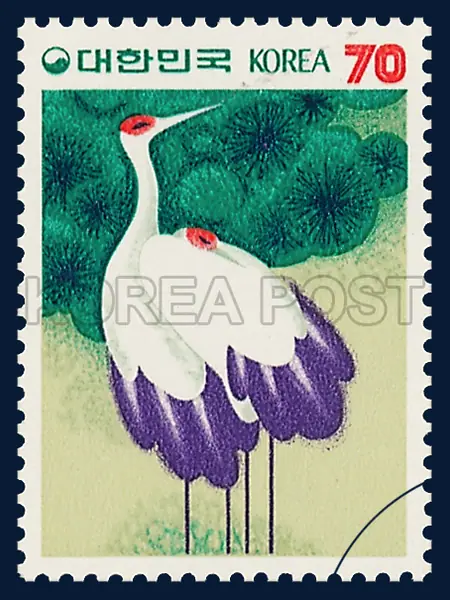 A Pair of Cranes and A Pine Tree Single stamp