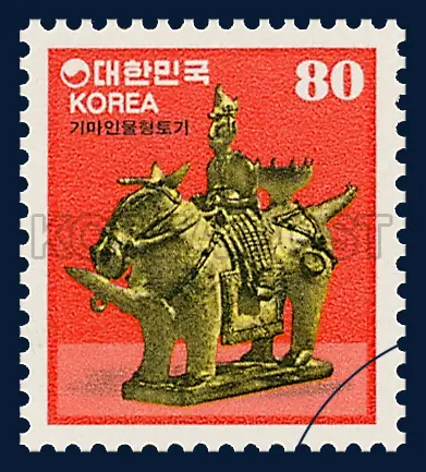 Earthen Vessel in the Shape of aWarrior on Horseback Single stamp