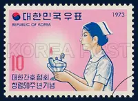 A nurse with a Nightingale`s lamp