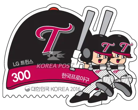 Baseball caps and characters for each team (LG Twins) Single stamp