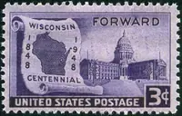 Map of Wisconsin on Scroll & State Capital