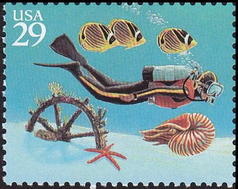 diver & ship's wheel