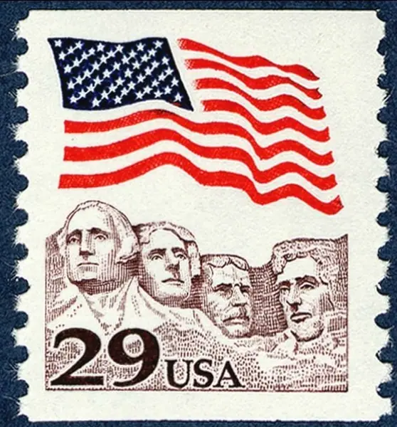 US flag over Rushmore