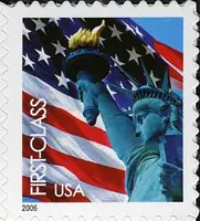Lady Liberty & Flag (self adhesive sheet)