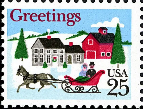 sleigh&village scene