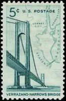 Verrazano Narrows Bridge & map of Upper New York Bay
