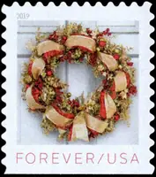 Holiday wreaths - Red and gold ribbon wreath