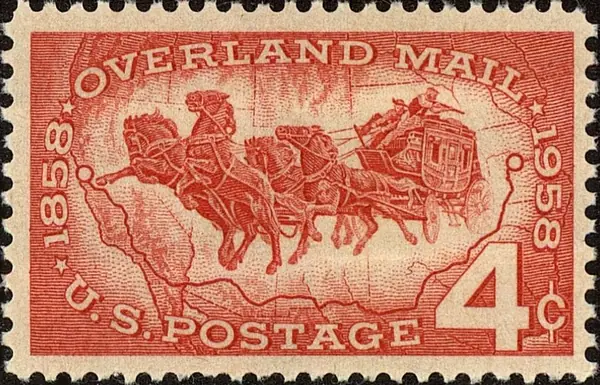 stagecoach & map of overland mail route