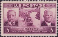 Theodore Roosevelt & ship in canal & Goethals